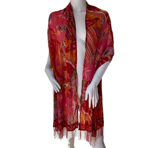 Rene Derhy Colorful Oversized Scarf, Wrap, Beach Coverup - Picture 1 of 10